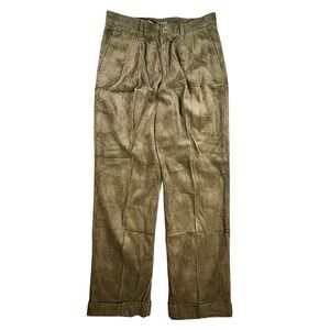 Dockers Recode Men's Olive Corduroy Pleated Cuffed Relaxed Fit Pants W34 L32 VTG
